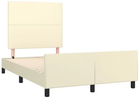 krémszínű műbőr ágykeret fejtámlával 120 x 200 cm