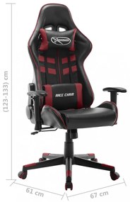 fekete és bordó műbőr gamer szék