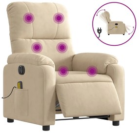 krémszínű mikroszálas szövet elektromos dönthető masszázsfotel