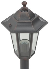 6 db bronzszínű alumínium kerti állólámpa, E27, 110 cm