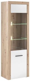 Üveges Vitrin Tölgy/Fehér Színben GAMA