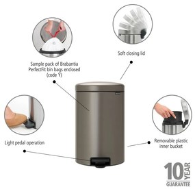 Szürke acél pedálos szemetes 20 l NewIcon – Brabantia