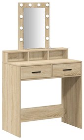 LED-es sminkasztal Sonoma tölgyből 79x41x140 cm