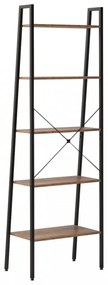 5 szintes sötétbarna és fekete állópolc 56 x 35 x 174 cm