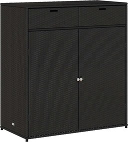 vidaXL fekete polyrattan kerti tárolószekrény 105 x 55 x 113 cm