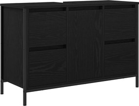 vidaXL fekete tölgy mosdószekrény fiókokkal 90x34,5x60 cm
