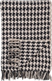 Side pléd, kockás mintázat, 130x180 cm, Fekete/Beige