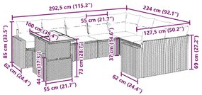 10 részes bézs polyrattan kerti ülőgarnitúra párnával