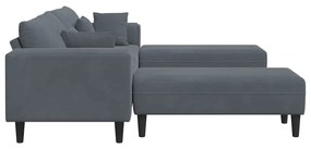 Bársony Kanapé párnával 3 pcs Sötétszürke 208 cm Bársony
