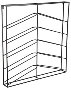 Fekete fali fém bortartó polcos állvány, palackok száma 10 67x66x7,5 cm Cuadro – PT LIVING
