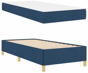 Boxrugós ágy matracmal Kék és Fehér 90 x 190 cm szövet