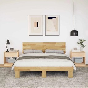 ágykeret fejtámlával matrac nélkül 160x200 cm tömör fa tölgyfa