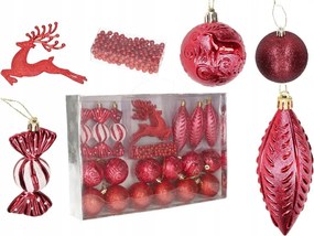 Műanyag Karácsonyfadísz Nagy Szett 25DB-OS