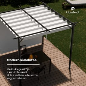 Blumfeldt Pantheon Robust, pergola, 3 x 4 m, oldalsó redőnyökkel, időjárásálló porszórt acél