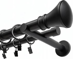 Függönykarnis Dupla Fém Fekete Matt Függönykarnis 25 19 MM 120 CM Monaco