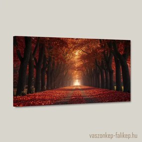 Őszi fényösvény vászonkép – Vörös falevelek 40x23 cm