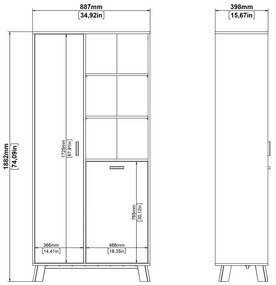 Fehér-natúr színű könyvespolc tölgyfa dekorral 89x188x40 cm Ikast – Tvilum