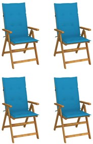 vidaXL 4 db dönthető tömör akácfa kerti szék párnával
