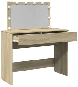 sonoma tölgy színű fésülködőasztal LED-del 100 x 40 x 120 cm
