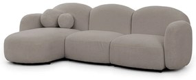 Szürke buklé sarokkanapé (bal oldali-heverő résszel) Orbit – Ropez