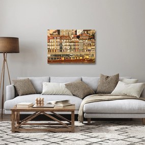 Üveg kép - Vízparti negyed, Portugália (70x50 cm)