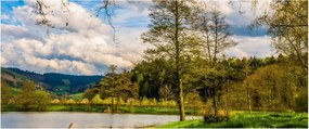 Egy csónak képe a tó mellett (120x50 cm)