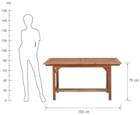 SOMERSET kihúzható asztal napernyő hellyel, 150-190x90 cm