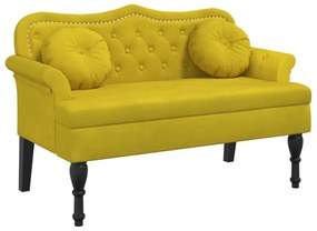 sárga bársony pad párnákkal 120,5 x 65 x 75 cm