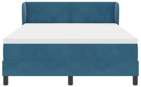 Boxspring Ágy Matraccal Sötétkék 140x190 cm Bársony