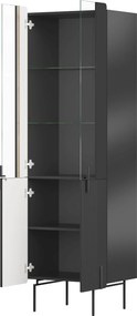 Malmi vitrines szekrény 60 cm négyajtós - matt fekete / fekete lábak
