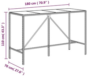 9 részes szürke polyrattan kerti bárszett párnával