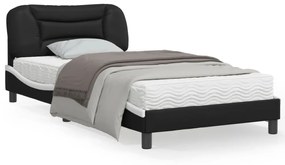 fekete és fehér műbőr ágykeret matrac nélkül Hvar 100x200 cm