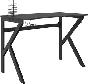 vidaXL fekete K-lábú gamer asztal 110 x 60 x 75 cm