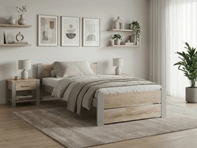 Ágy IKAROS DOUBLE 90 x 200 cm, sonoma tölgy/szürke Ágyrács: Lamellás ágyrács, Matrac: Sommera matrac 18 cm