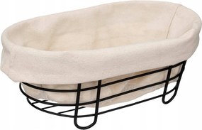 Kenyérkosár Ovális Fém Fekete Anyagbetéttel