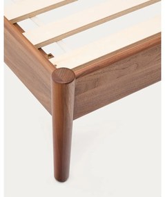 Sötétbarna diófa franciaágy ágyráccsal 180x200 cm Elan – Kave Home