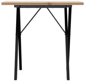 tömör fenyőfa és öntöttvas étkezőasztal X-vázzal 80x50x75,5 cm