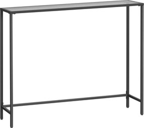 Konzolasztal edzett üveglappal, fekete 100x20x80cm
