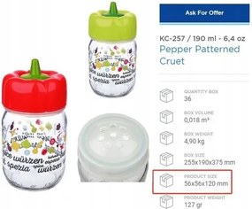 Toosy üveg fűszertartó 190 ml frissesség