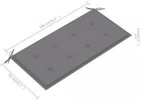 szürke oxford szövet kerti padpárna 100x50x4 cm