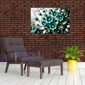 Kép - 3D türkiz virágok (90x60 cm)