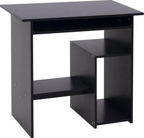 HOMCOM Térkihasználó Íróasztal Otthonra és Irodába, Modern Számítógép Asztal, PC Tartó, CPU Polc és Kihúzható Billentyűzet Polc Fából, 80x45x75cm, Fek