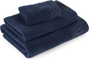 Margo cérnával átszőtt bordó pamut törölköző 70x140 sötétkék