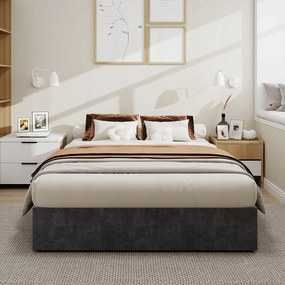 Kárpitozott franciaágy gyerekágy 160x200cm bársony szürke