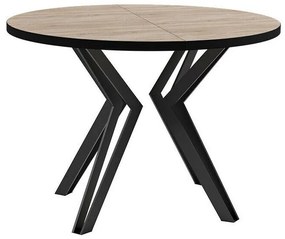 Asztal Oswego 111Sonoma tölgy, Fekete, 76cm, Hosszabbíthatóság, Laminált forgácslap, Fém
