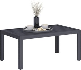 Outsunny négyszögletes acél erkélyi dohányzóasztal – időjárásálló kültéri/terasz dohányzóasztal, 101,5 × 61 × 46 cm, szürke | Aosom