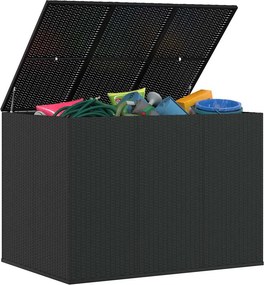 Fekete Polyrattan Kerti Párnatartó Doboz 145 X 100 X 103 Cm