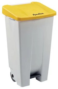 Manutan Expert Handy műanyag szemetes kosár, 120 l űrtartalom, fehér/sárga