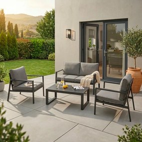 Antracitszürke alumínium négyszemélyes kerti lounge szett Hilde – Bizzotto