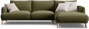 Zöld bársony sarokkanapé (jobb oldali-heverő résszel) Naomi – Micadoni
